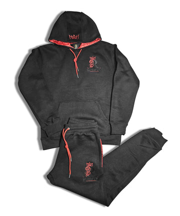 Royalty Hoodie/Jogger set Black and Red