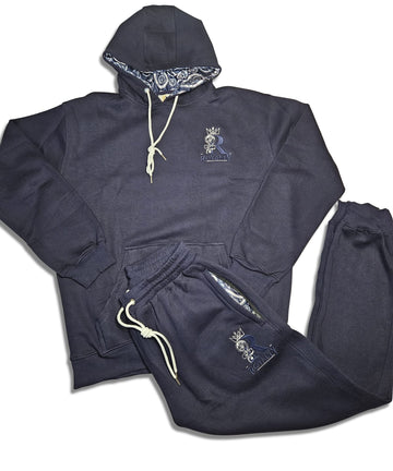 Royalty Hoodie/Jogger set Navy and White