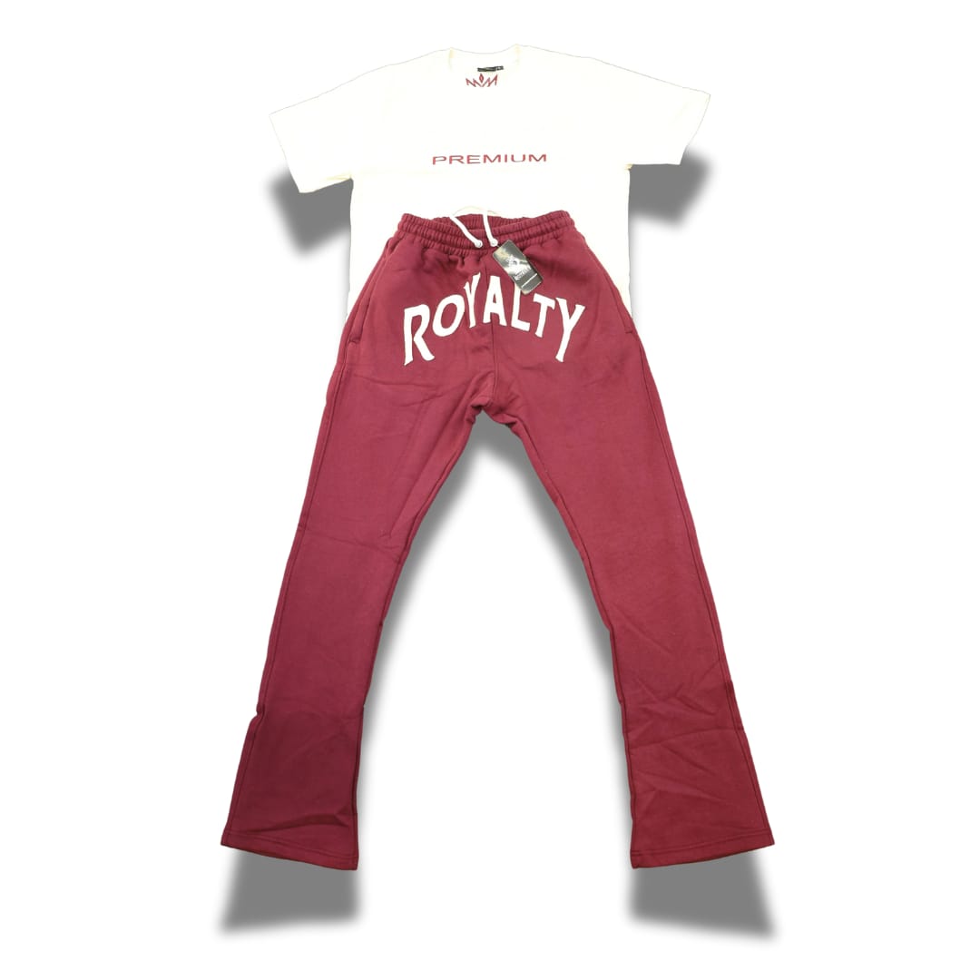 Burgundy Stacked Set Ivory Color logo w/ burgundy satin and silk blend pockets