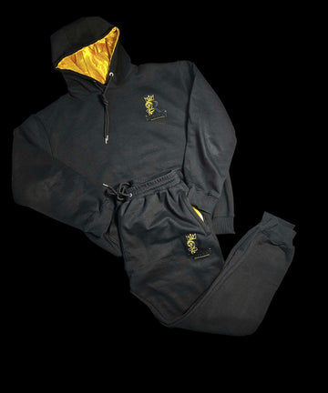 Royalty Hoodie/Jogger set Black and Gold